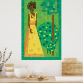 Lemon en limoen - meisje in een tuin poster (Keuken)