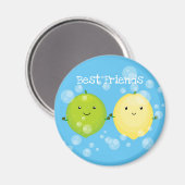 Lemon en limoen met belletjes cartoon illustratie magneet (Voorkant / Achterkant)