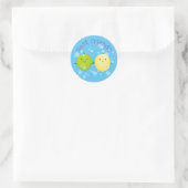 Lemon en limoen met belletjes cartoon illustratie ronde sticker (Tas)