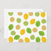 Lemon en Limoen Patroon Briefkaart (Voorkant / Achterkant)