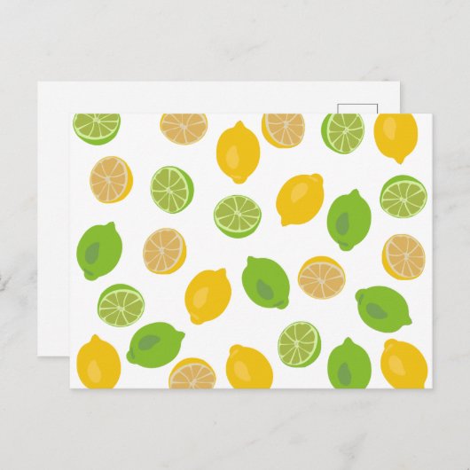 Lemon en Limoen Patroon Briefkaart (Voorkant / Achterkant)