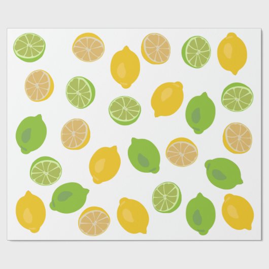 Lemon en Limoen Patroon Cadeaupapier (Vlak)