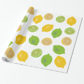 Lemon en Limoen Patroon Cadeaupapier (Uitgerold)