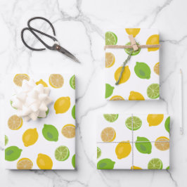 Lemon en Limoen Patroon Inpakpapier Vel