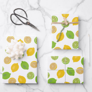 Lemon en Limoen Patroon Inpakpapier Vel