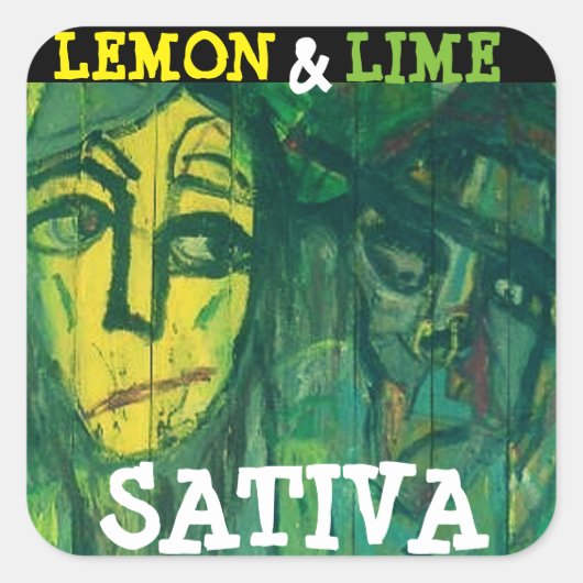 LEMON EN LIMOEN SATIVA VIERKANTE STICKER (Voorkant)