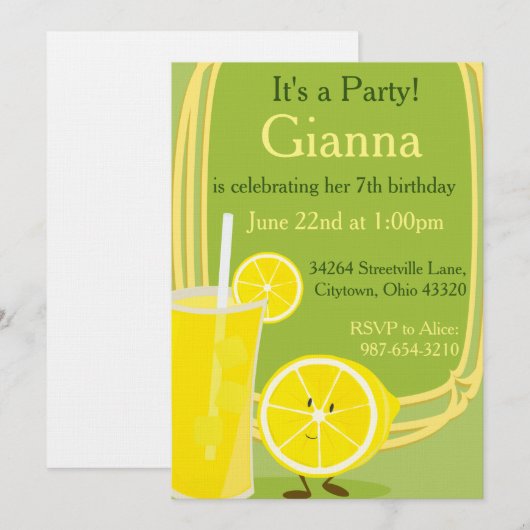 Lemon en limonade kaart (Voorkant / Achterkant)