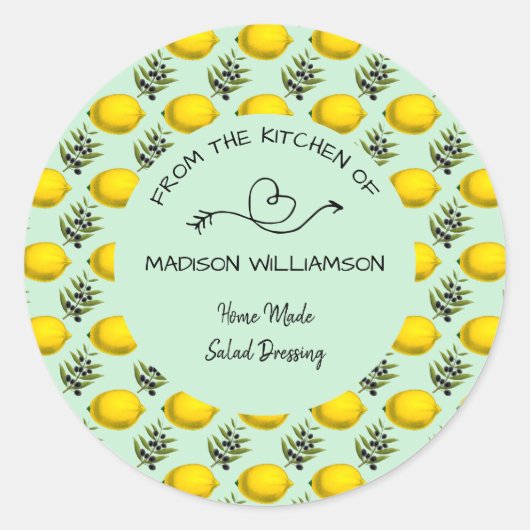 Lemon en olijven uit de keuken van ronde sticker (Voorkant)
