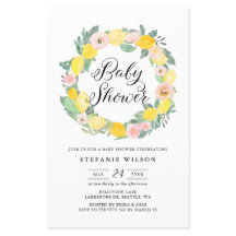 Lemon en Roze Roze Baby shower Uitnodigen