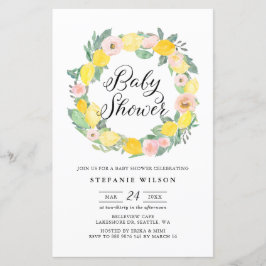 Lemon en Roze Roze Baby shower Uitnodigen