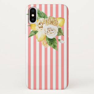 Lemon en rozen op roze strepen iPhone/iPad draagta Case-Mate iPhone Case
