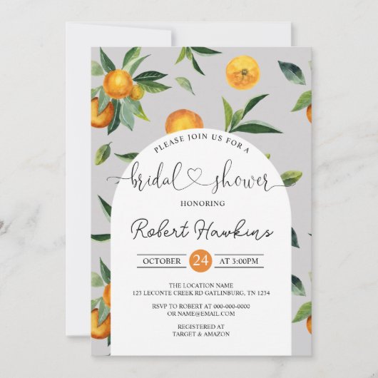 Lemon en Sinaasappels Bridal Shower Invitation Kaart (Voorkant)