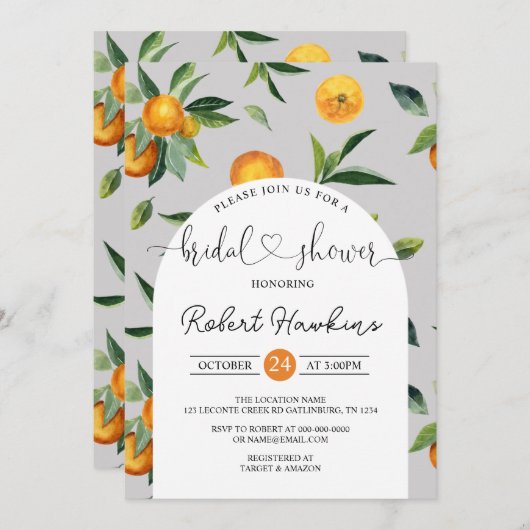 Lemon en Sinaasappels Bridal Shower Invitation Kaart (Voorkant / Achterkant)