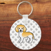 Lemon en White Beagle Cute Dog & Paws Sleutelhanger (Voorkant)