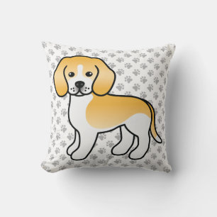 Lemon En Witte Beagle Cute Cartoon Hond & Pootjes Kussen