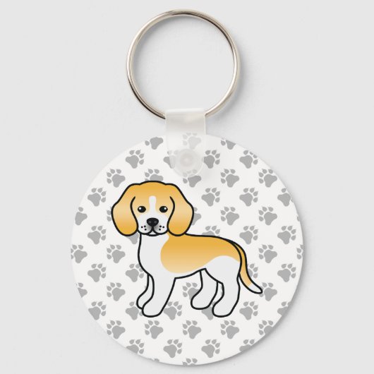 Lemon en witte Beagle Mooie Hond & Pootjes Sleutelhanger (Voorkant)