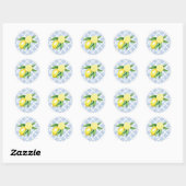 Lemon Envelope Seals, Blue Tegel Italiaans Ronde Sticker (Vel)