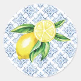Lemon Envelope Seals, Blue Tegel Italiaans Ronde Sticker