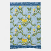 Lemon Espalier Leaf Blue French Country Floral Theedoek (Verticaal)