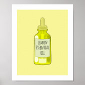 Lemon Essential Oil Bottle Drawing Poster (Voorkant)