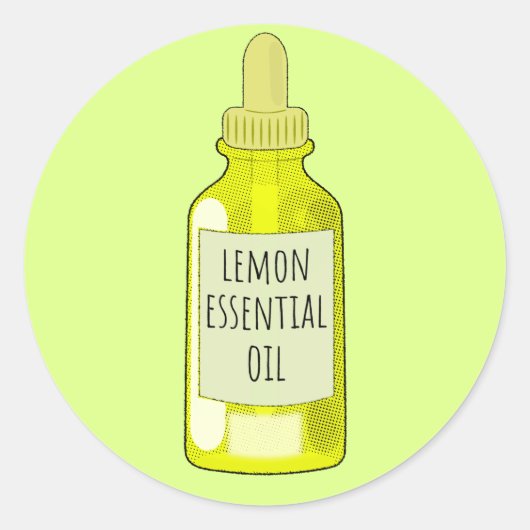 Lemon Essential Oil Bottle Drawing Ronde Sticker (Voorkant)