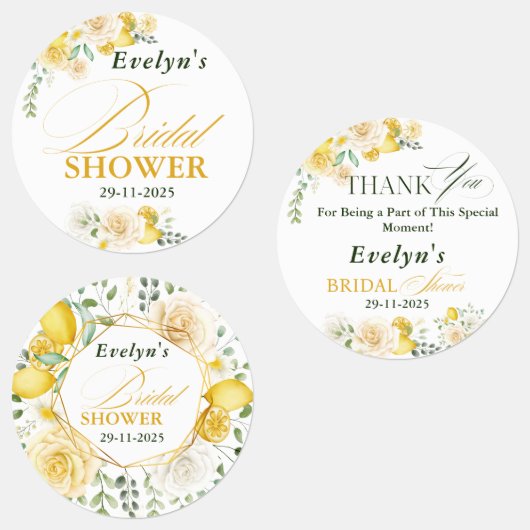 Lemon Eucalyptus Roze Bruidsdouche Labels (Groep)