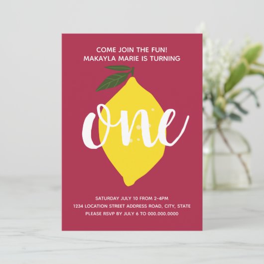 Lemon First Birthday Uitnodiging/Summer 1st bday Kaart (Staand voorkant)