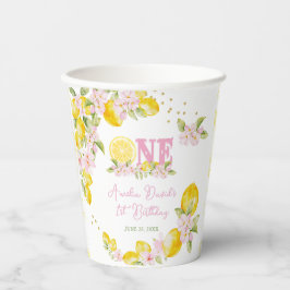 Lemon Floral 1st Birthday Papieren Bekers
