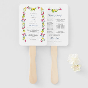 Lemon Floral Amalfi Italiaans huwelijksprogramma Handwaaier