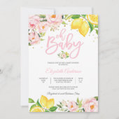 Lemon Floral Baby Shower Invitation Kaart (Voorkant)