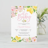 Lemon Floral Baby Shower Invitation Kaart (Staand voorkant)