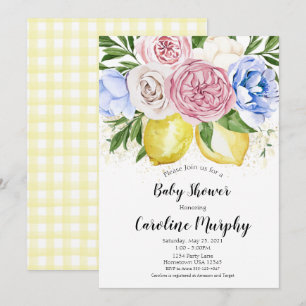 Lemon Floral Baby shower nodigt Genderneutraal uit Kaart