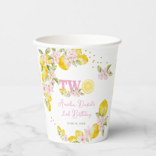Lemon Floral Birthday Papieren Bekers (Voorkant)