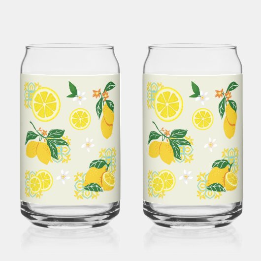 Lemon Floral Blikvorm Glas (Voorkant)