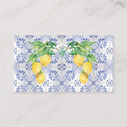 Lemon Floral Blue White Citrus Books for Baby Informatiekaartje (Achterkant)