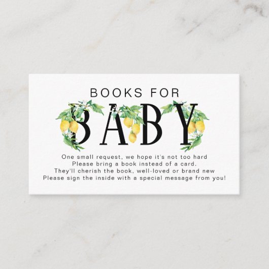 Lemon Floral Blue White Citrus Books for Baby Informatiekaartje (Voorkant)