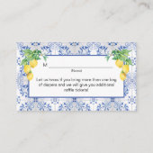 Lemon Floral Blue White Citrus Diaper Raffle Informatiekaartje (Achterkant)