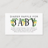 Lemon Floral Blue White Citrus Diaper Raffle Informatiekaartje (Voorkant)