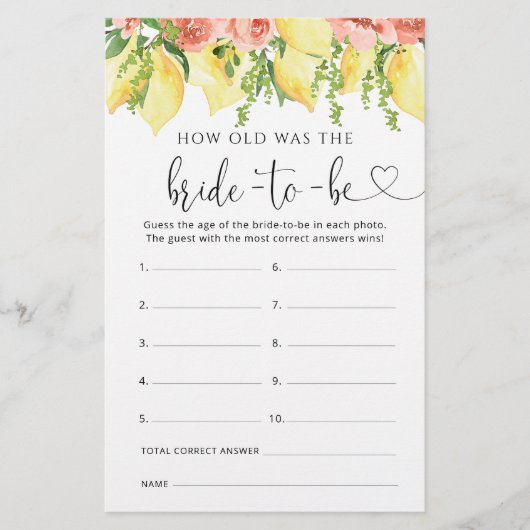 Lemon Floral Bridal Hoe oud was het bruidsspel (Voorkant)