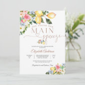 Lemon Floral Bridal Shower Invitation Kaart (Staand voorkant)