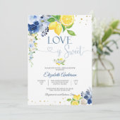Lemon Floral Bridal Shower Invitation Kaart (Staand voorkant)