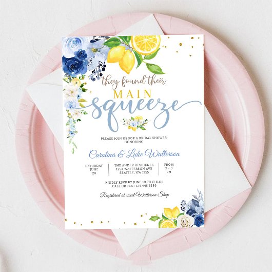 Lemon Floral Bridal Shower Invitation Kaart
