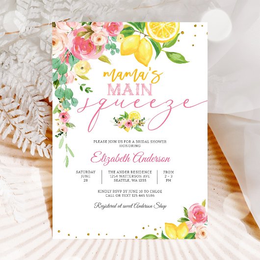 Lemon Floral Bridal Shower Invitation Kaart