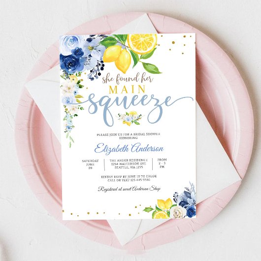 Lemon Floral Bridal Shower Invitation Kaart