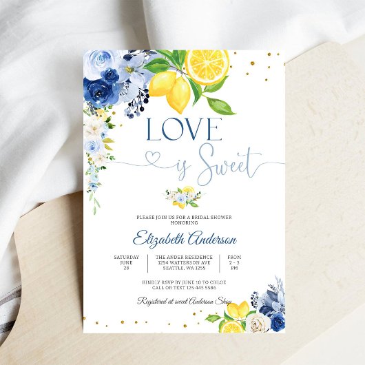 Lemon Floral Bridal Shower Invitation Kaart