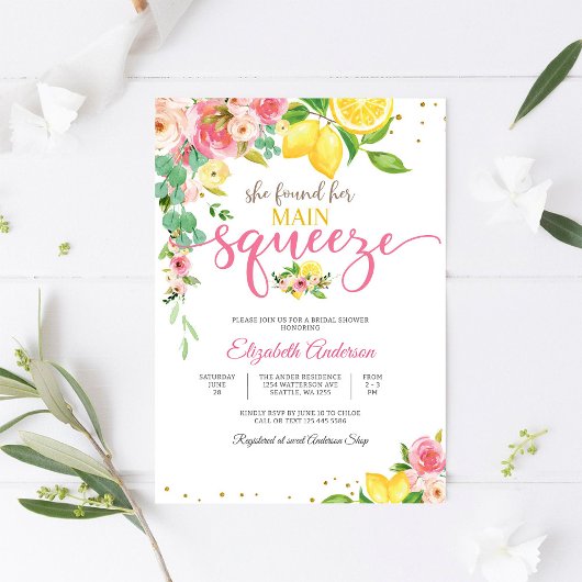 Lemon Floral Bridal Shower Invitation Kaart