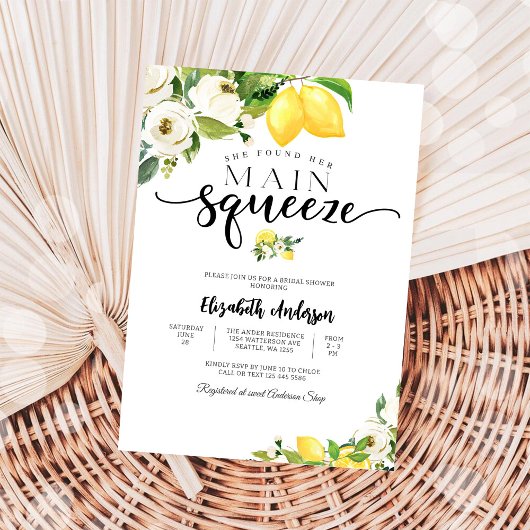 Lemon Floral Bridal Shower Invitation Kaart
