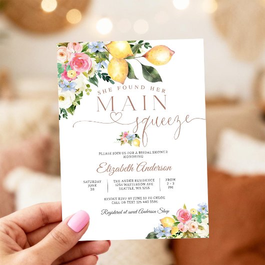 Lemon Floral Bridal Shower Invitation Kaart