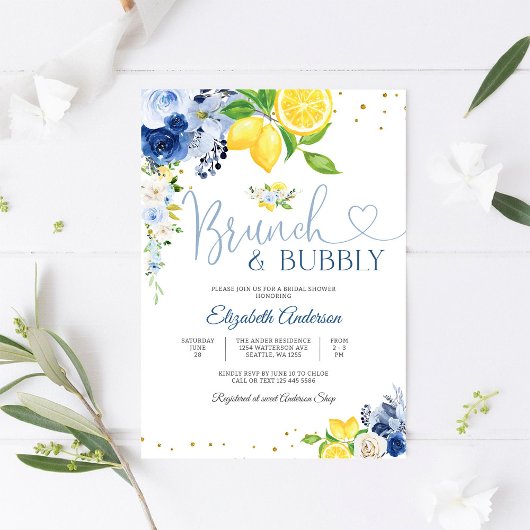 Lemon Floral Bridal Shower Invitation Kaart