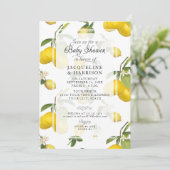 Lemon Floral Citrus Foliage Greenery Baby shower Kaart (Staand voorkant)
